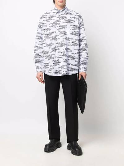 VETEMENTS all-over logo stripe cotton shirt outlook