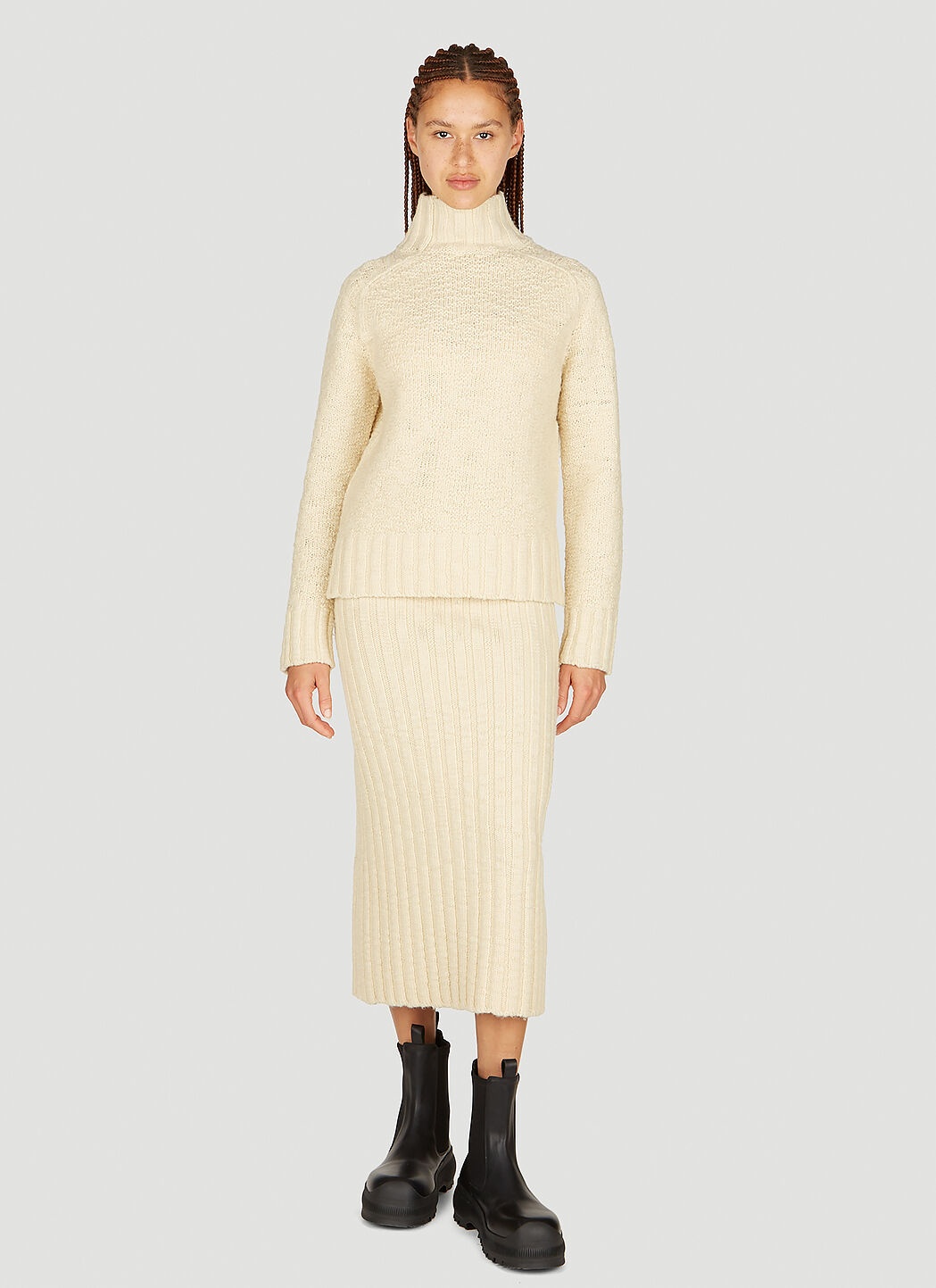 High neck Textured Knit Sweater - 2