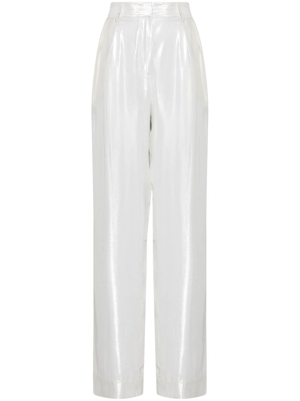 lamÃ©-effect silk-blend trousers - 1