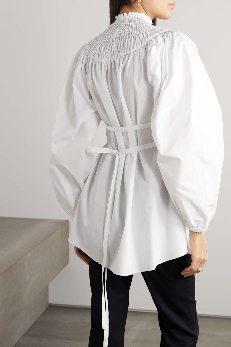 Belted shirred cotton-poplin top 3