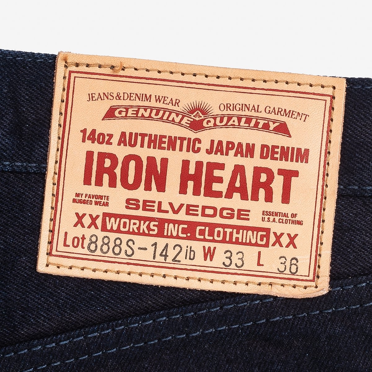 IH-888S-142ib 14oz Selvedge Denim Medium/High Rise Tapered Cut  Jeans - Indigo/Black - 9