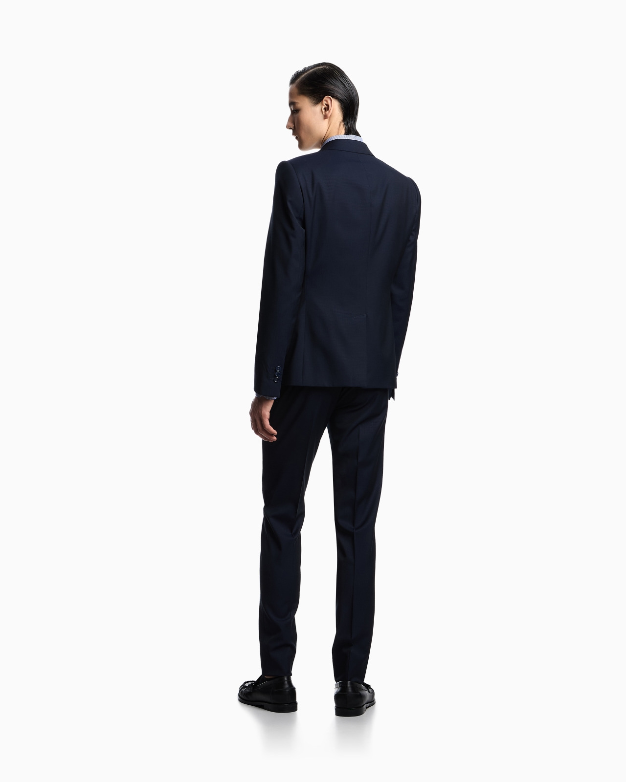 SLIM-FIT SINGLE-BREASTED SUIT IN MONOCHROMATIC MICRO-JACQUARD LIGHT WOOL - 3