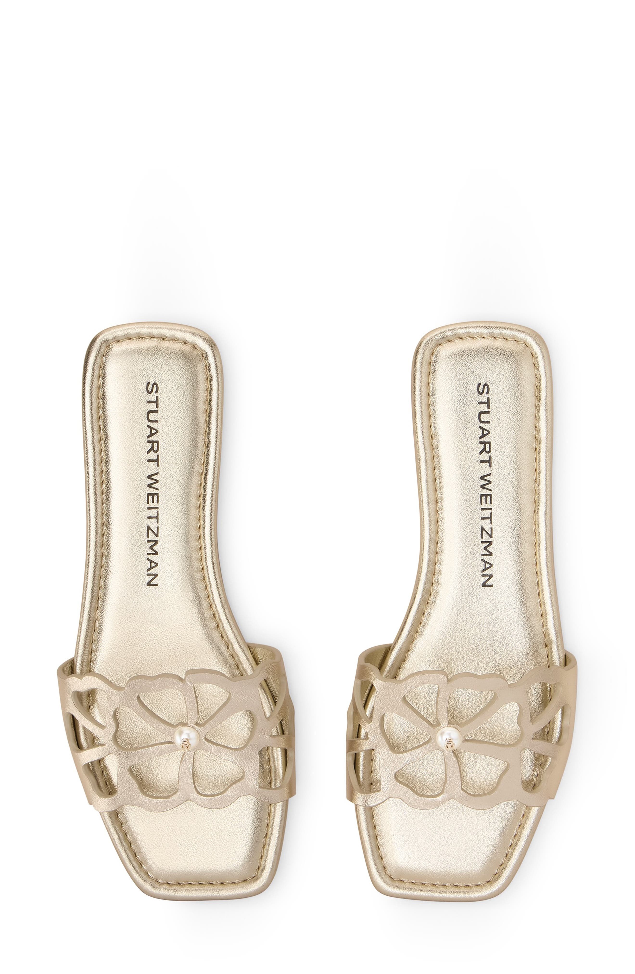 Stuart Weitzman Jasmine Cutout Slide Sandal in Light Gold at Nordstrom - 4