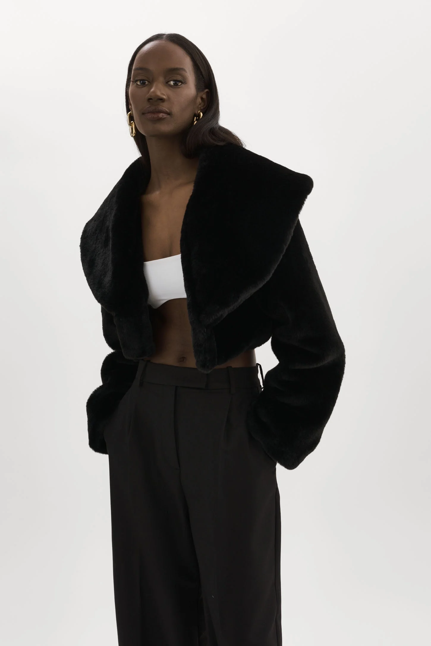 DANIKA | Cropped Faux Fur Jacket - 1