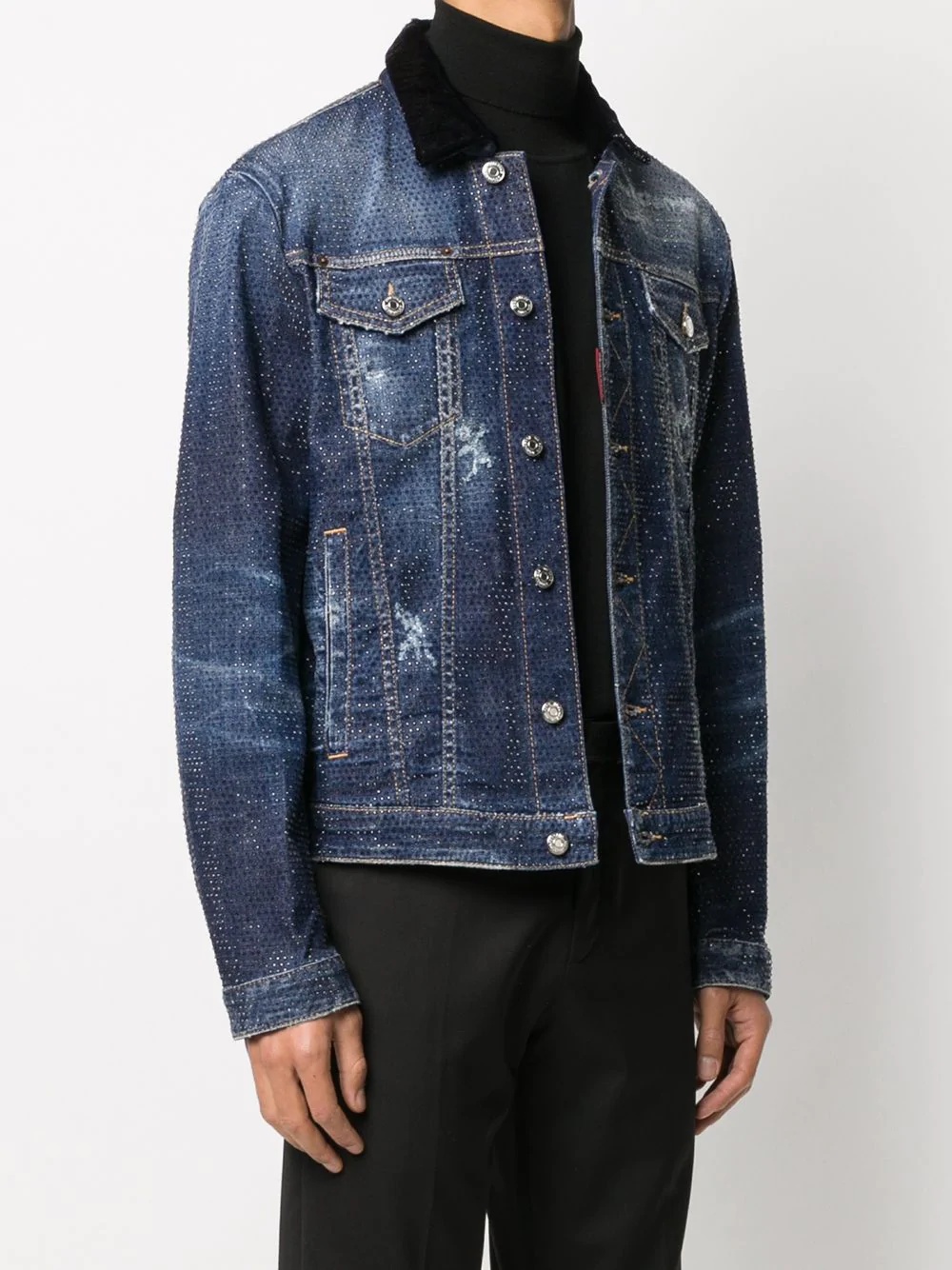 crystal-embellished denim jacket - 4