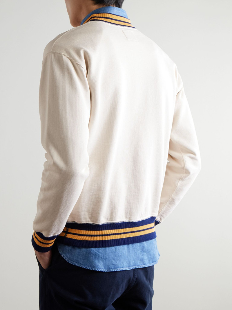 Logo-Embroidered Striped Cotton-Jersey Sweatshirt Sand 3