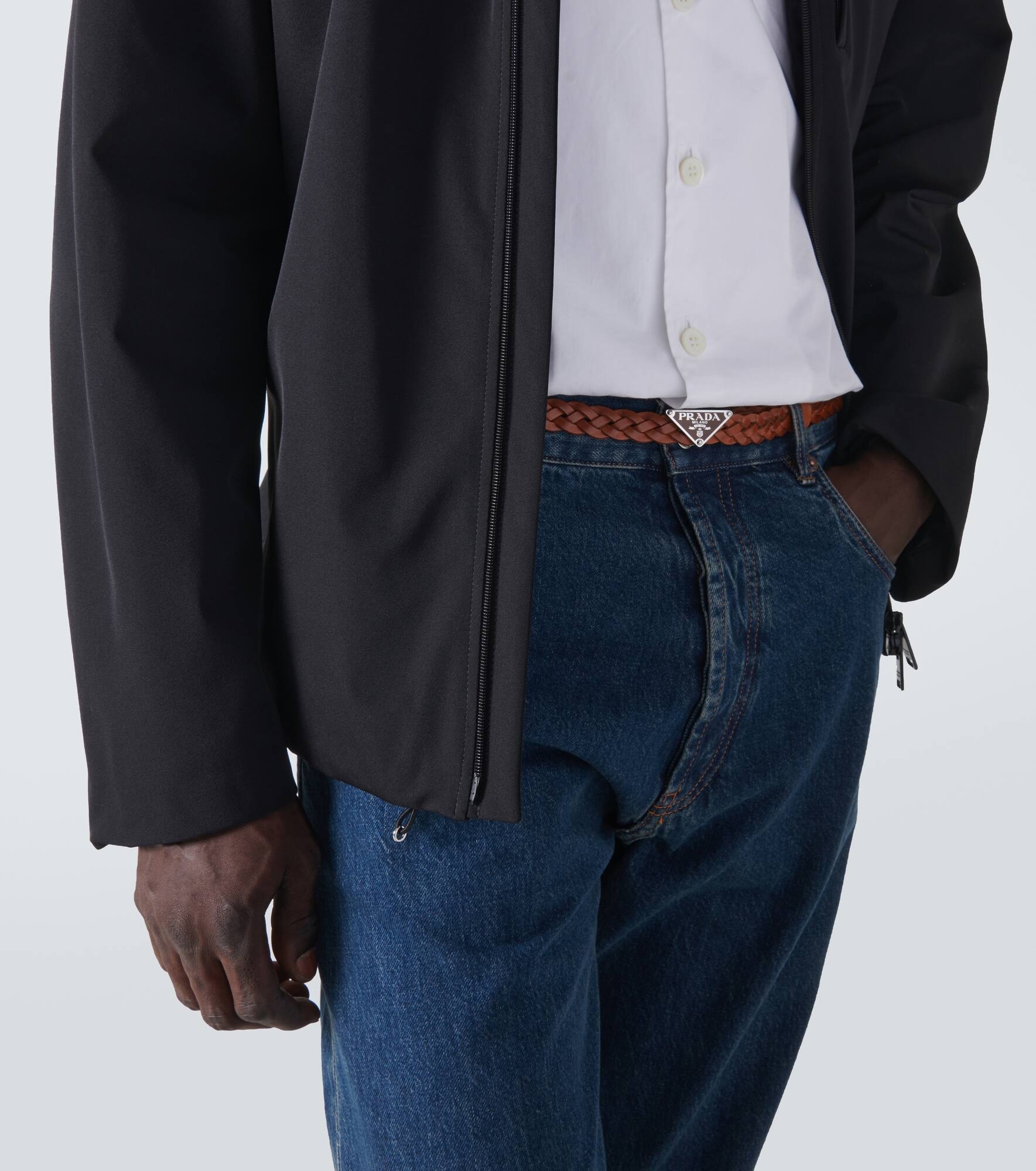 Logo woven leather belt - 3