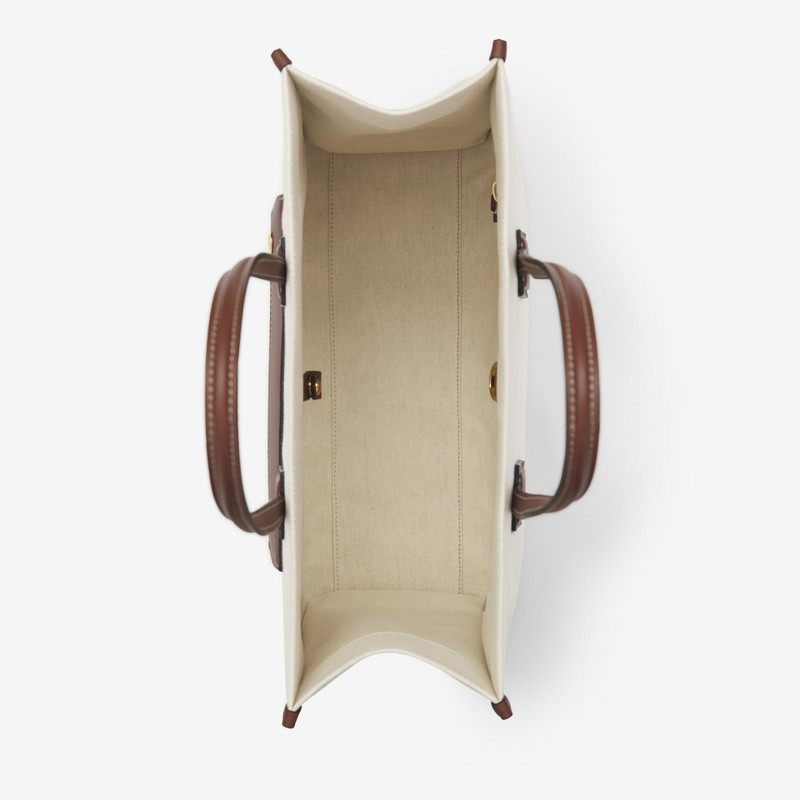 Small Two-tone Canvas and Leather Freya Tote 4