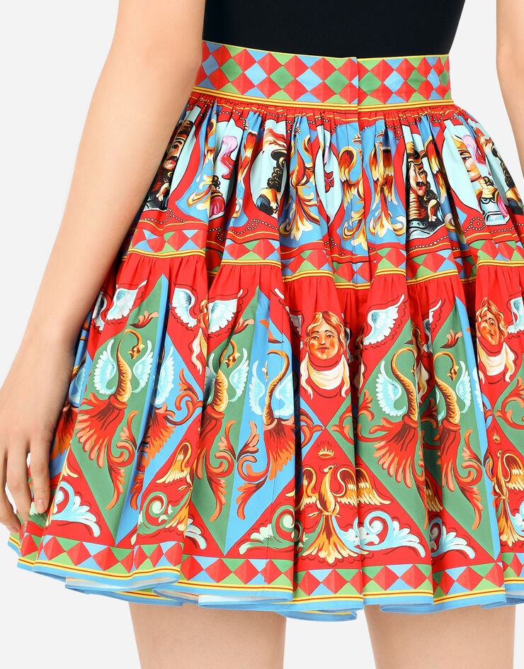 Short Carretto-print poplin skirt - 5