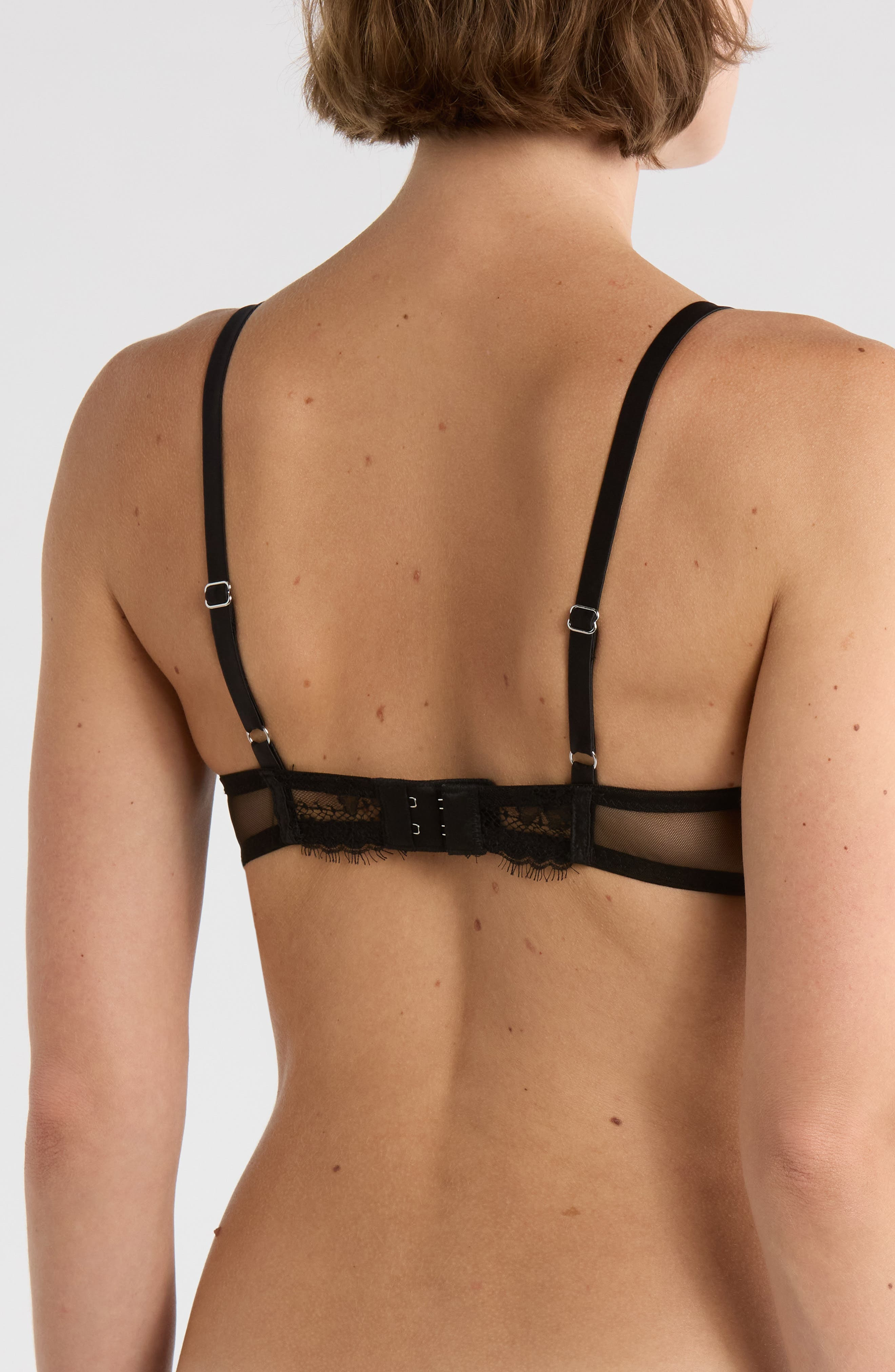 Fleur Du Mal Frankie Underwire Lace Plunge Demi Bra in Black at Nordstrom - 2