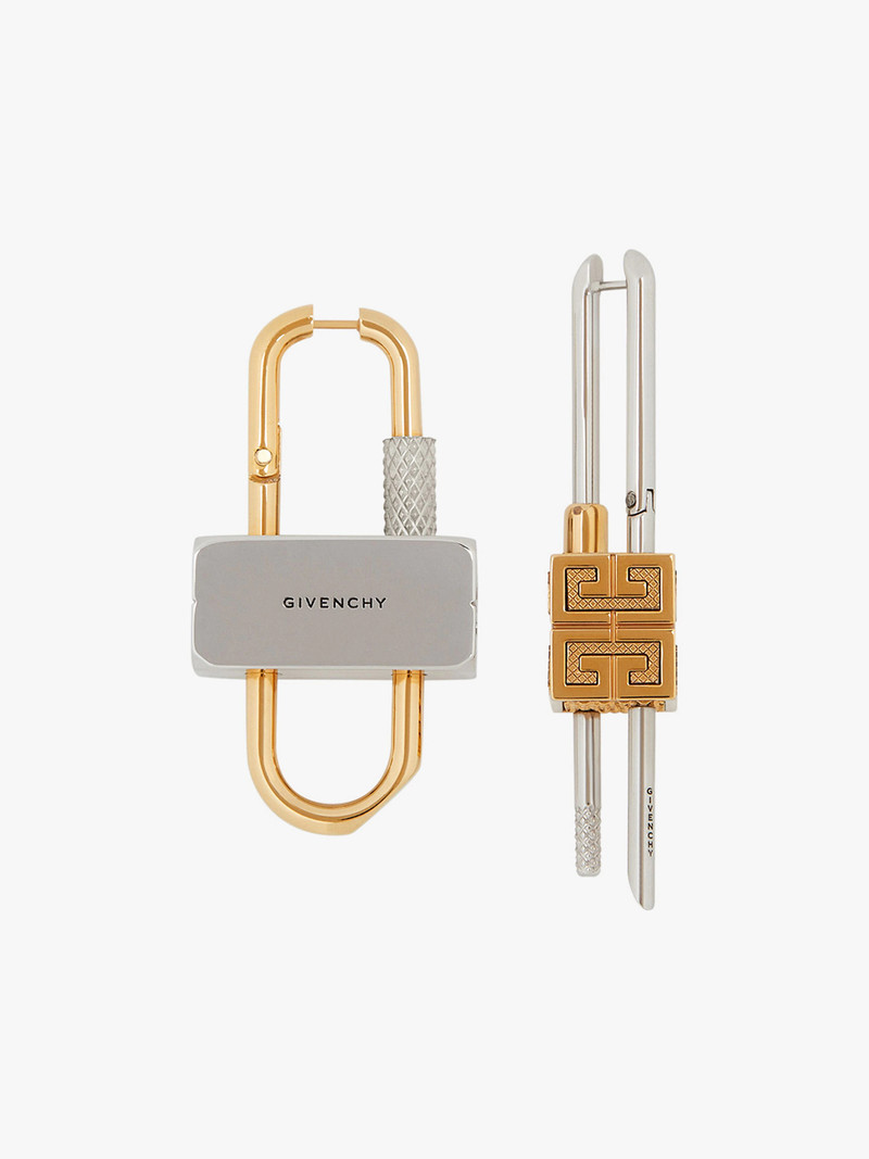 LOCK ASYMMETRICAL EARRINGS IN METAL 1