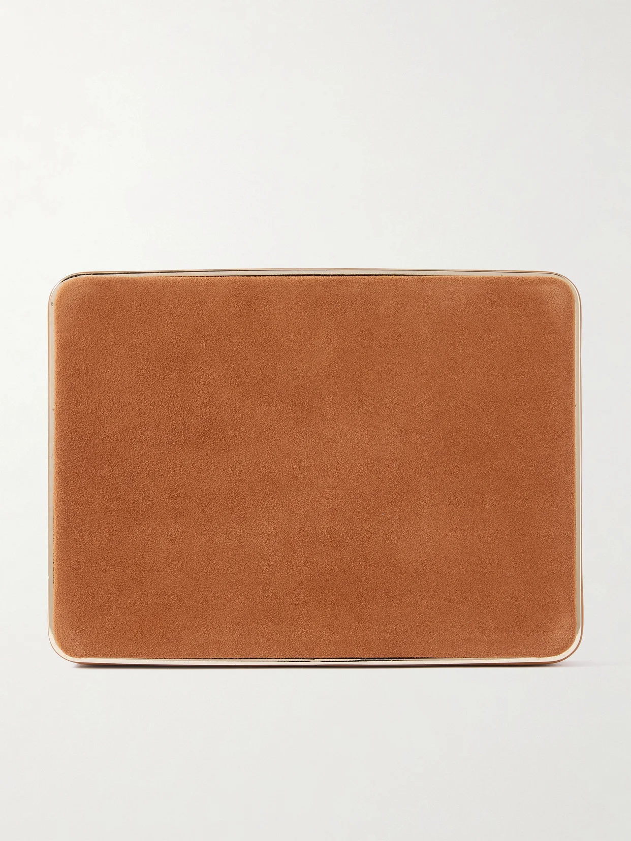 Square Compact Leather-trimmed Suede Clutch - 1