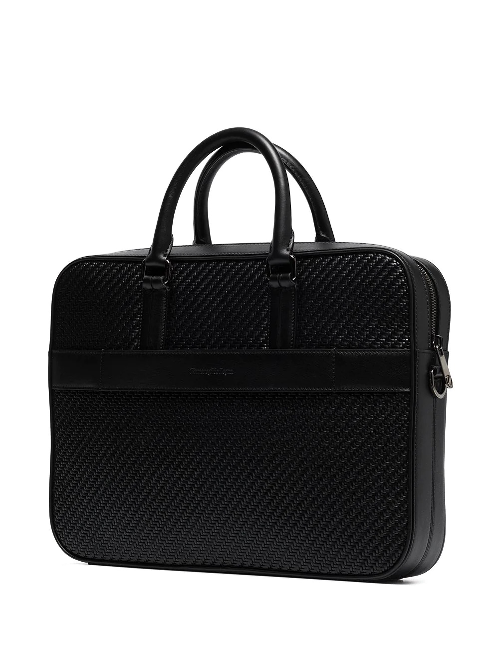 woven leather briefcase - 3