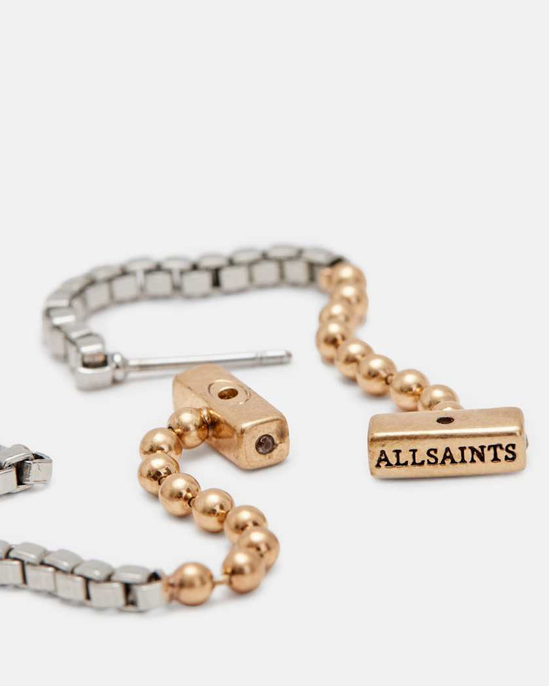 BOX CHAIN TWO TONE BALL EARRINGS 3