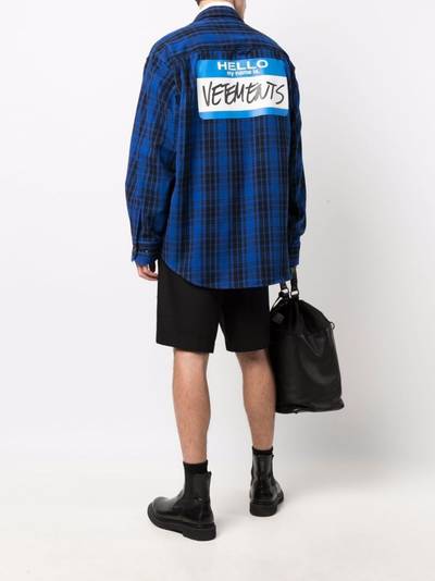 VETEMENTS logo-patch check-print shirt outlook