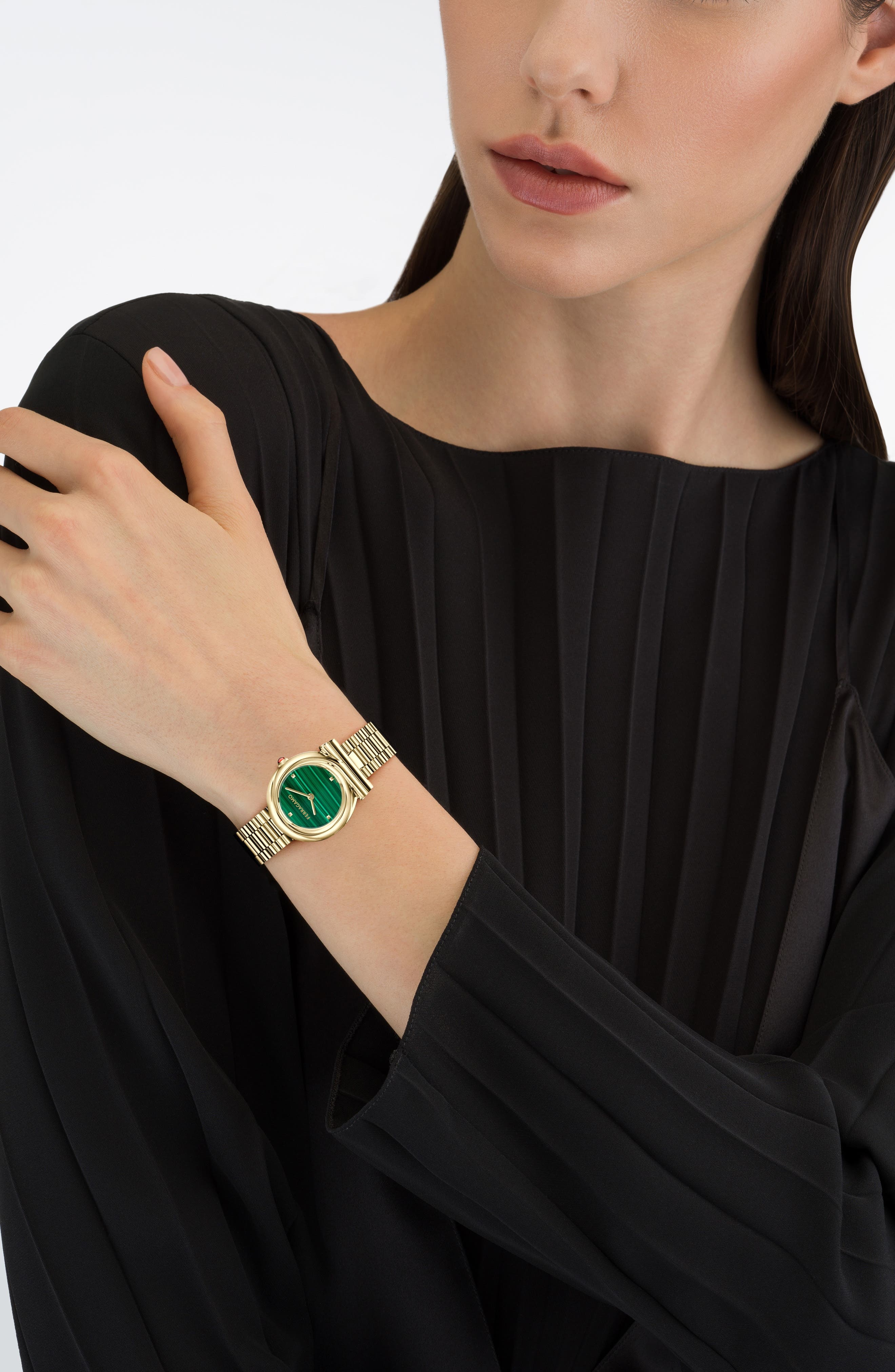 FERRAGAMO Gancini Twisted Bracelet Watch, 28mm in Ip Yellow Gold at Nordstrom - 2