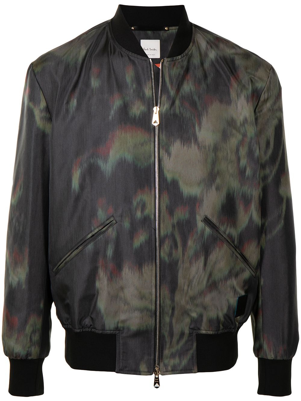 abstract-print zip-up bomber jacket - 1