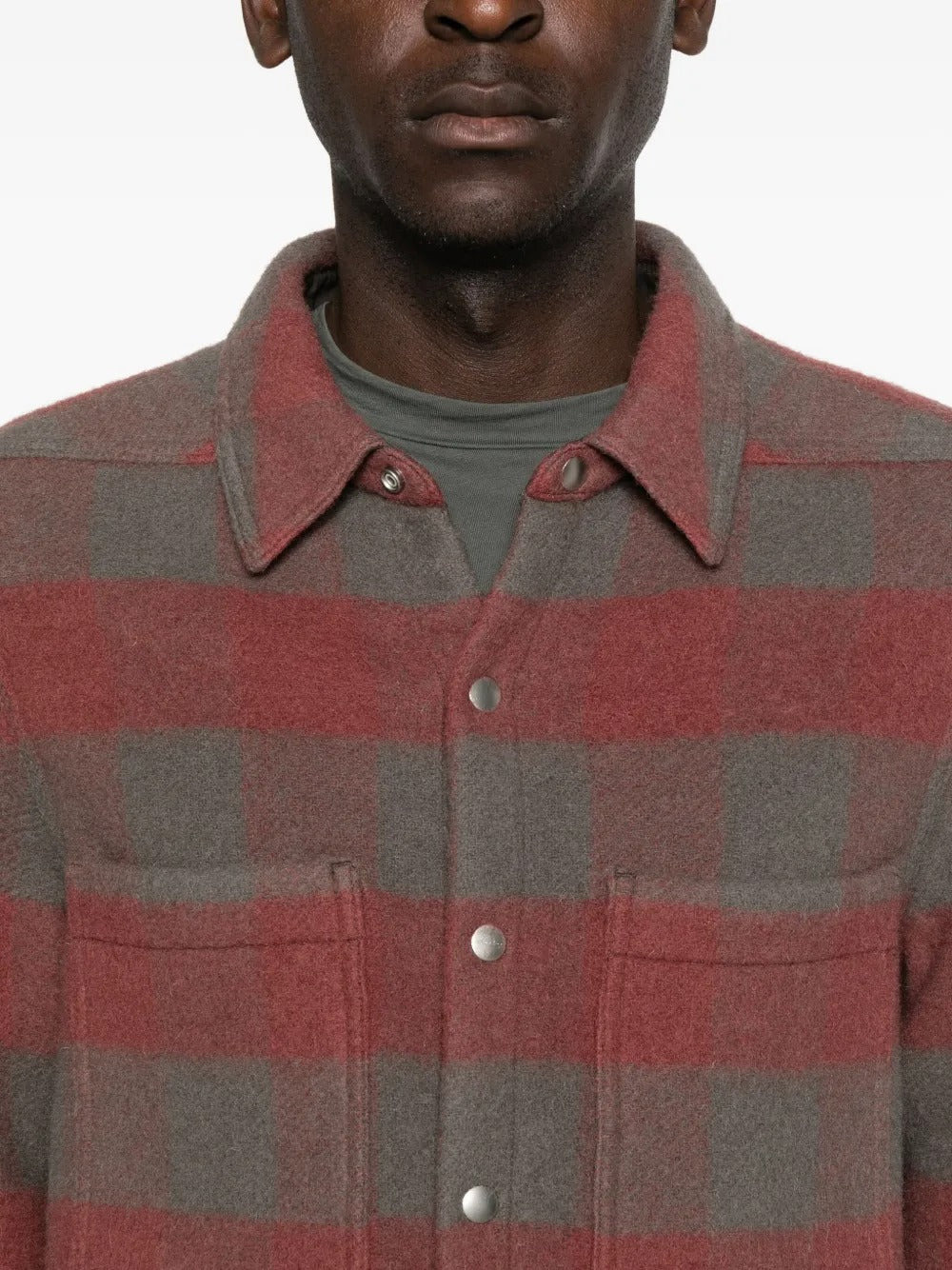 RICK OWENS - Men Wool Jumbo Plaid Outershirt - 4