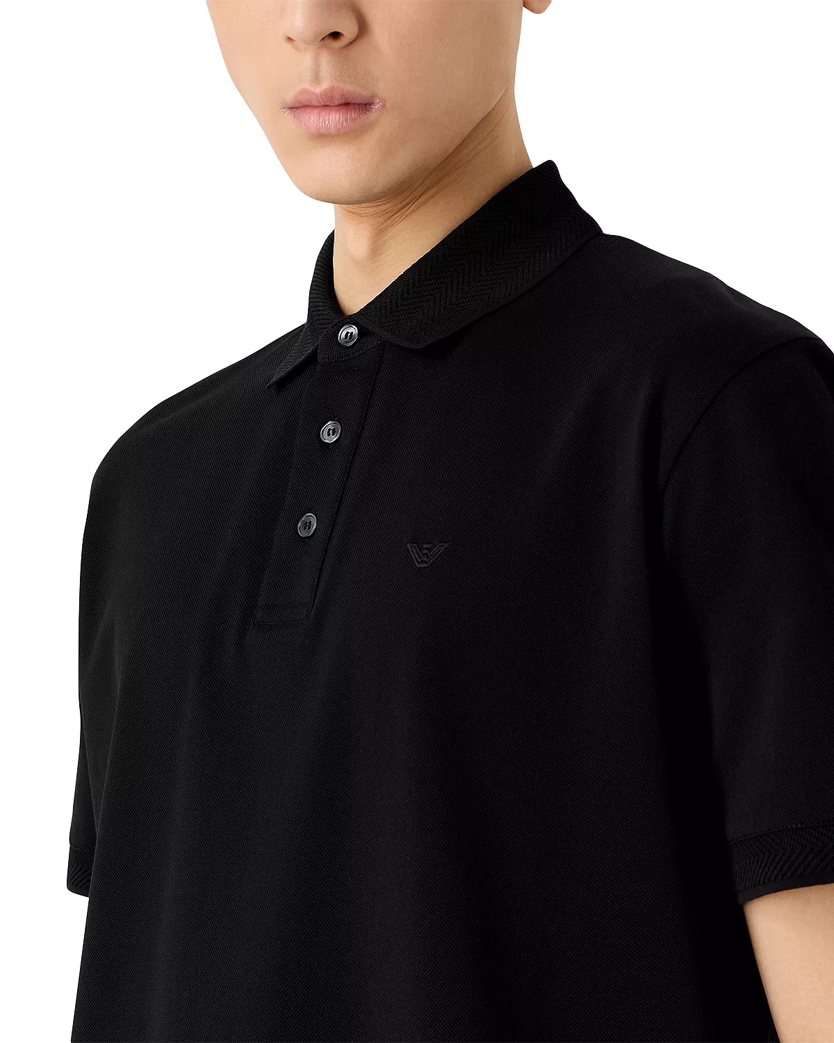 Mercerized Cotton Piqué Chevron Trimmed Regular Fit Polo Shirt - 4