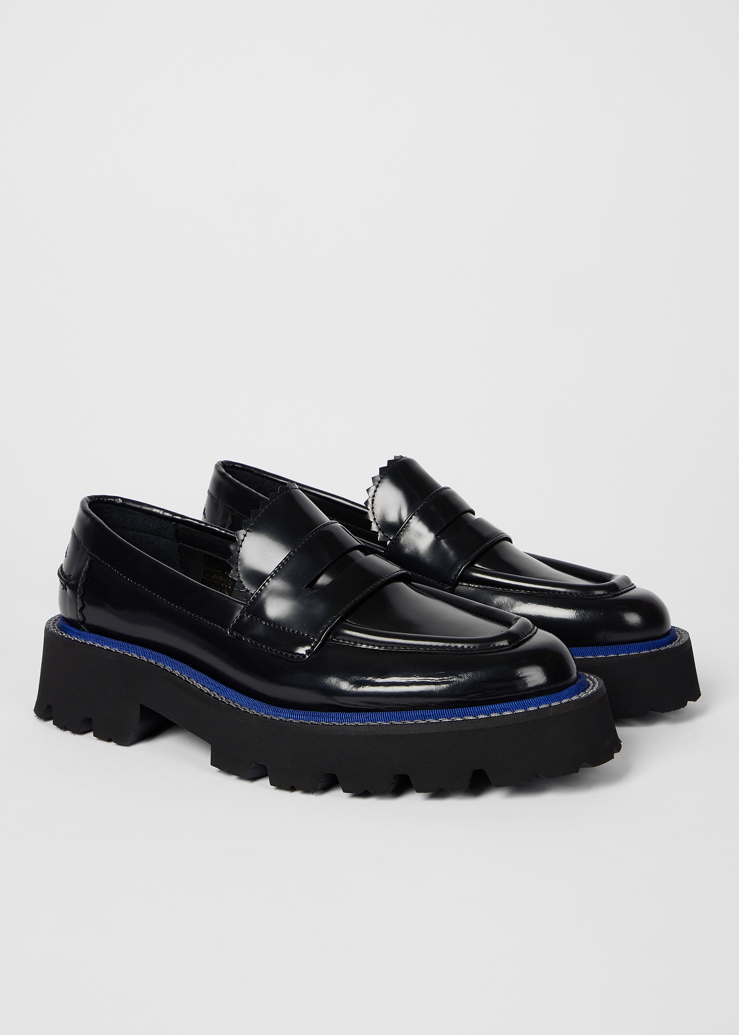 Women's Black Chunky High Shine 'Magpie' Loafers - 2