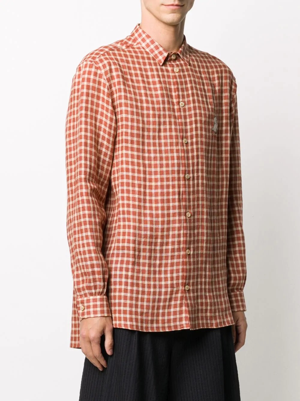 cat patch checked shirt  - 3