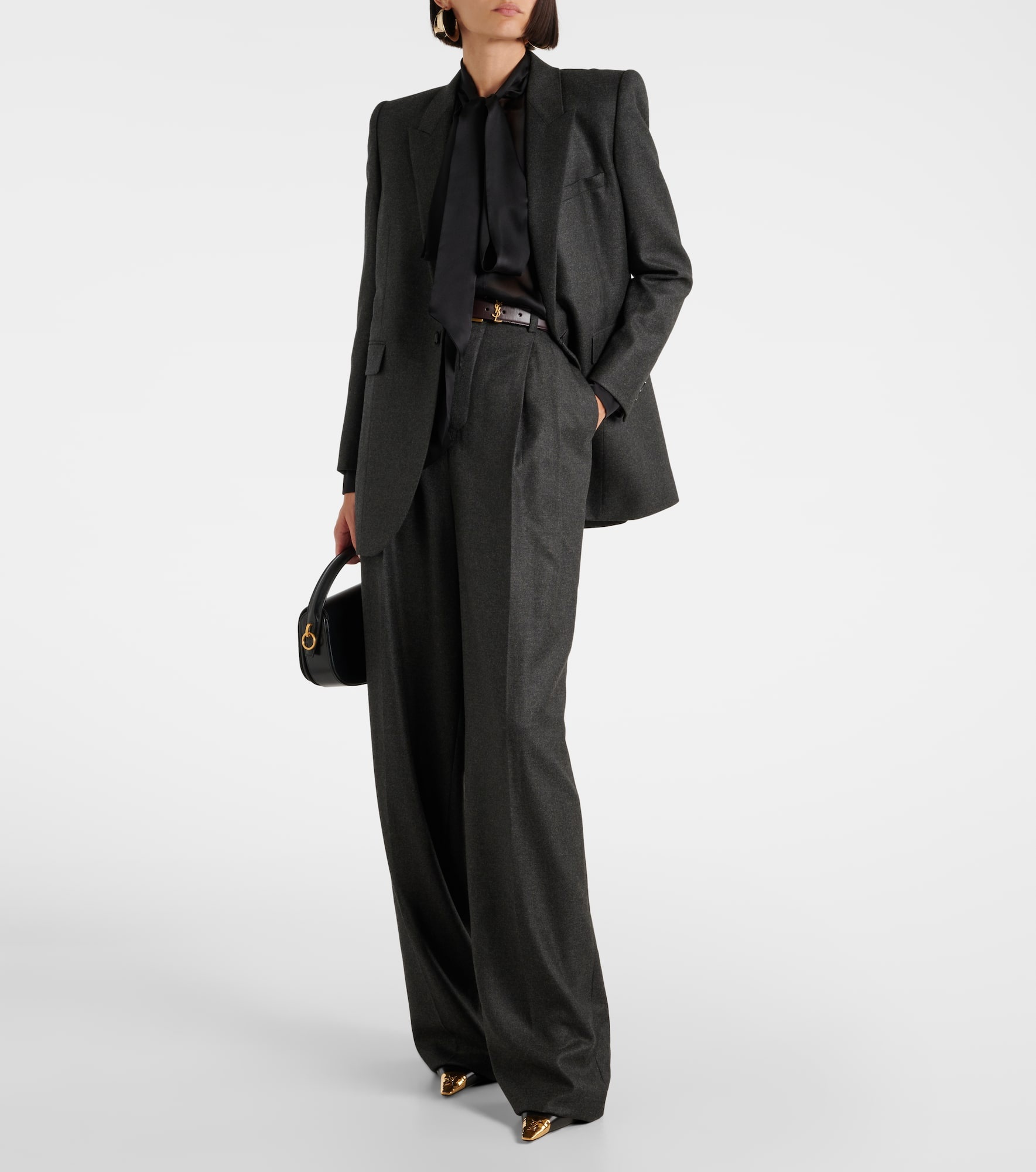 Pleated cashmere wide-leg pants - 2