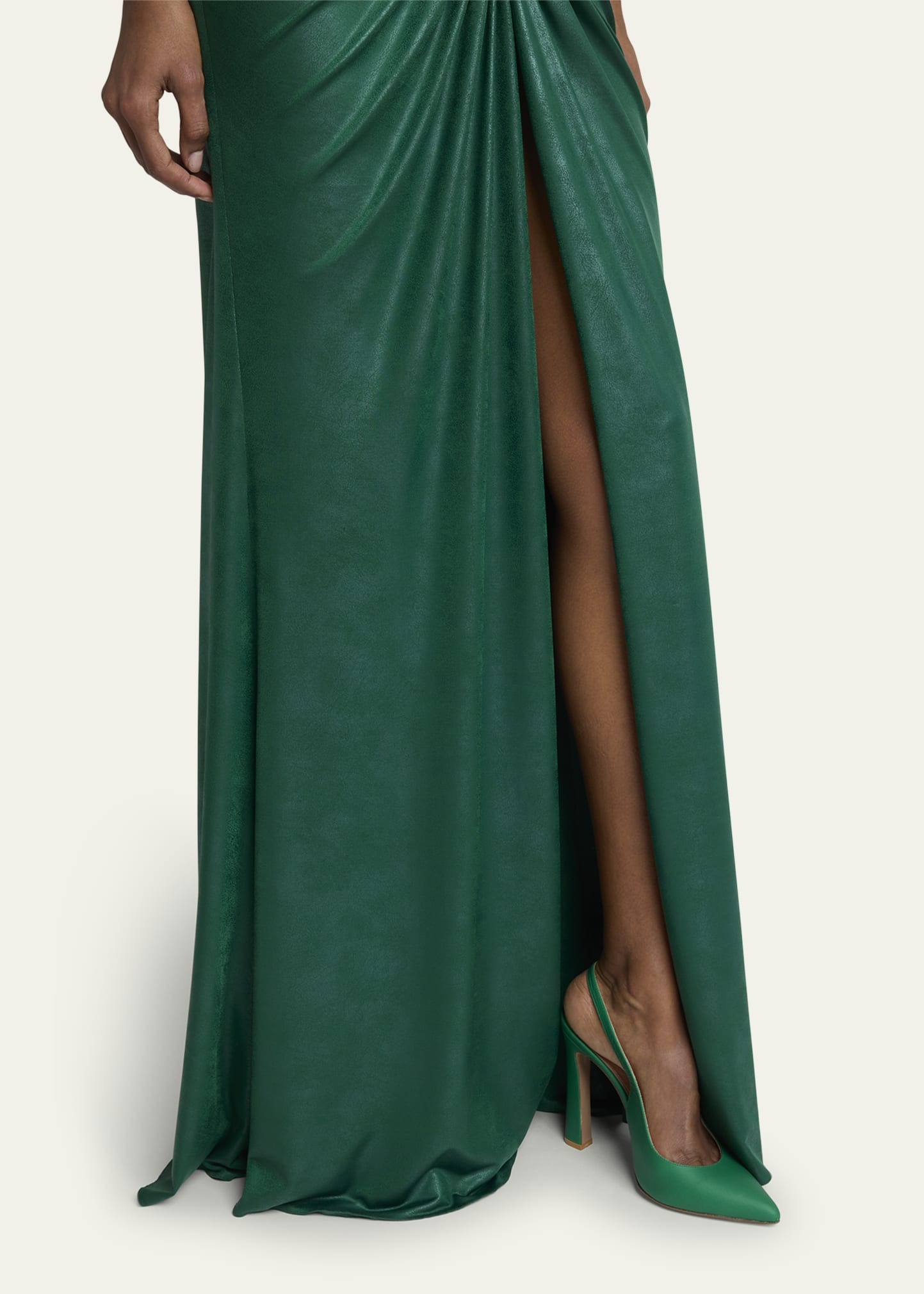 Strapless Ruched Coated Jersey Gown - 5