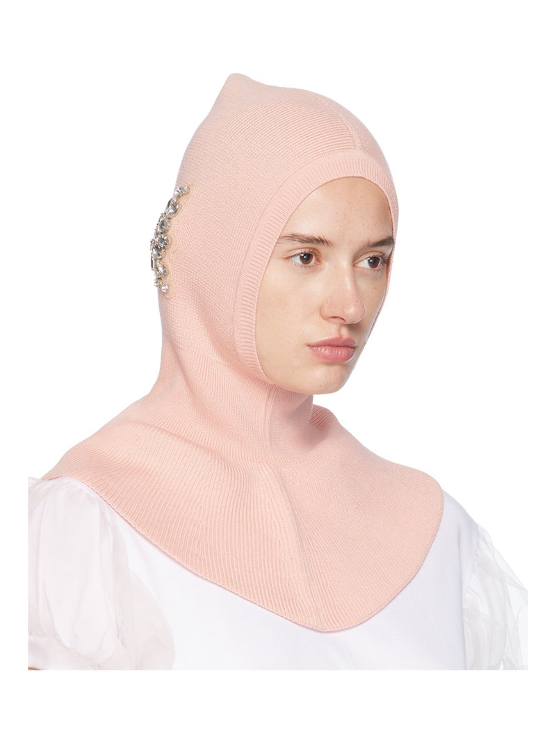 Simone Rocha Pink Embellished Pointed Balaclava outlook
