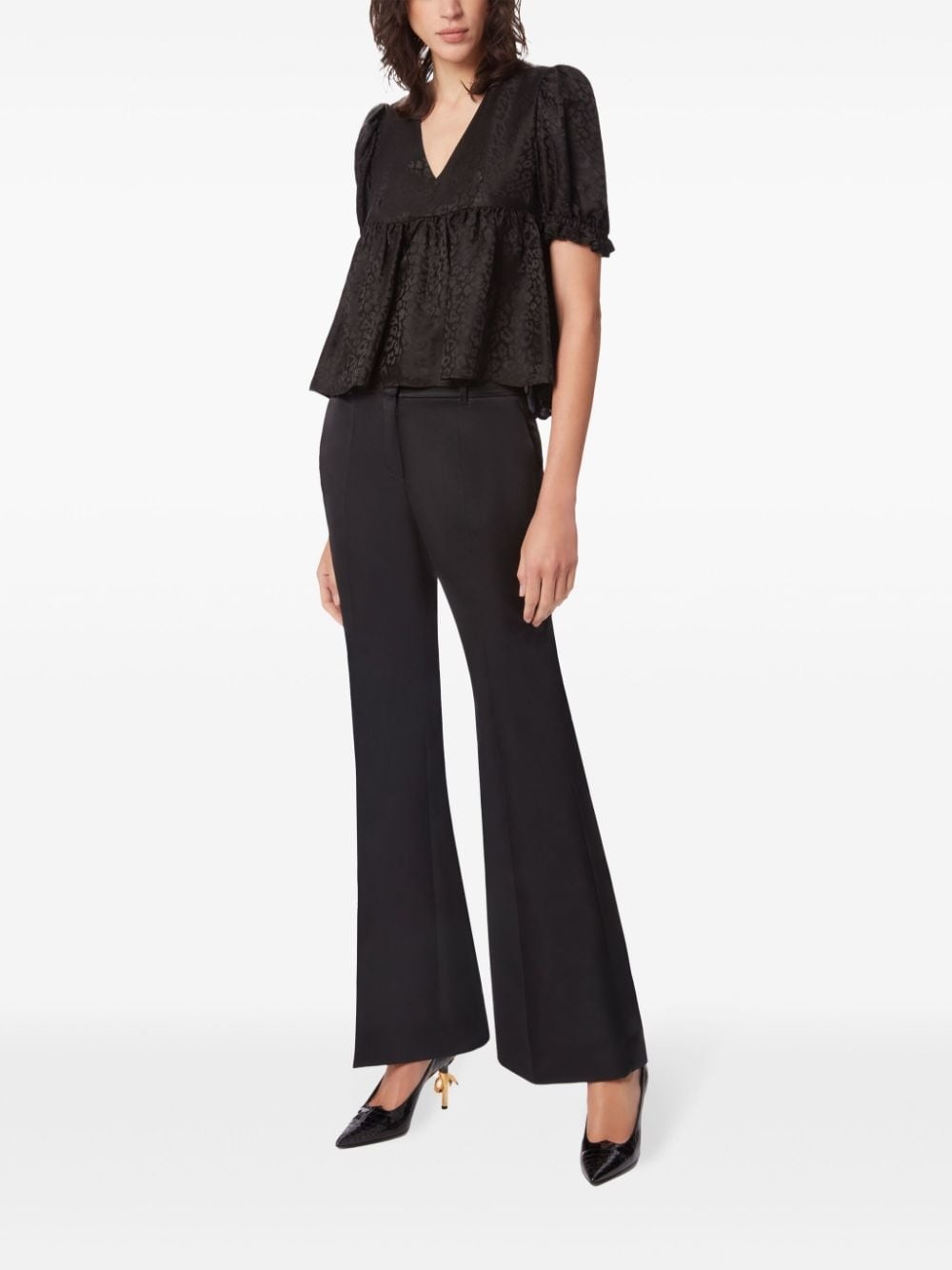 tailored flared satin trousers - 2