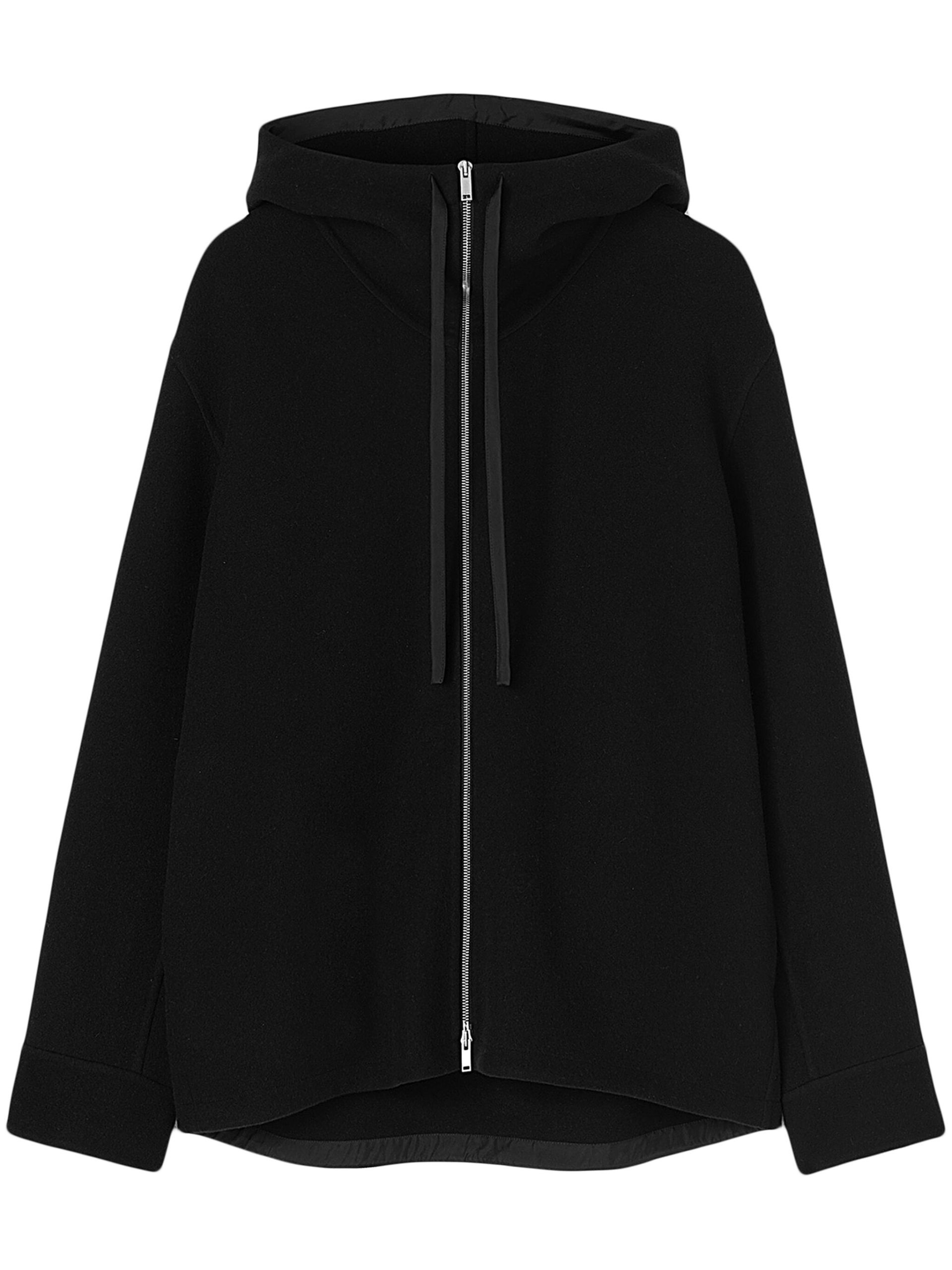 Black Drawstring Hooded Jacket - 1