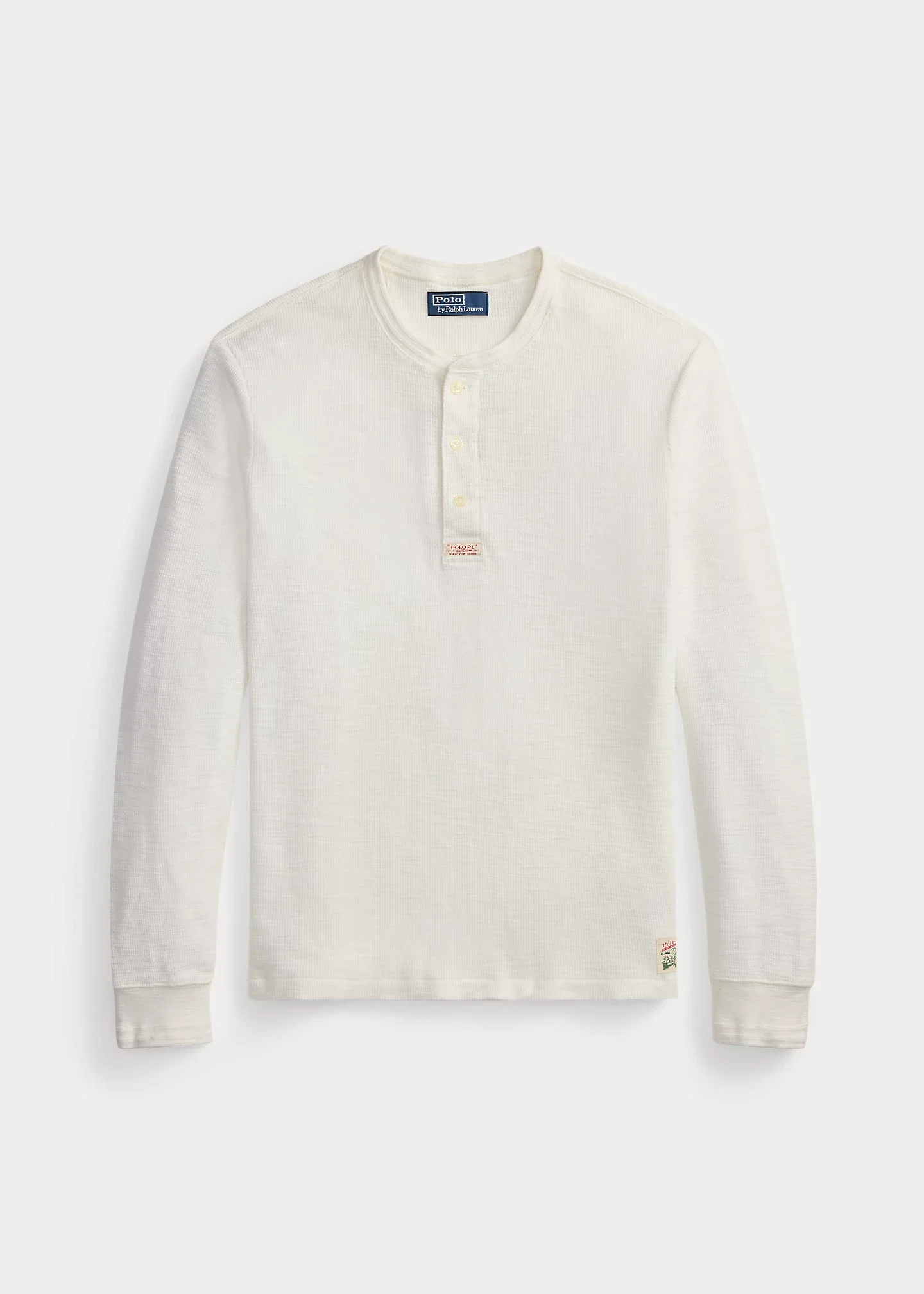 Textured Waffle-Knit Henley Shirt - 1