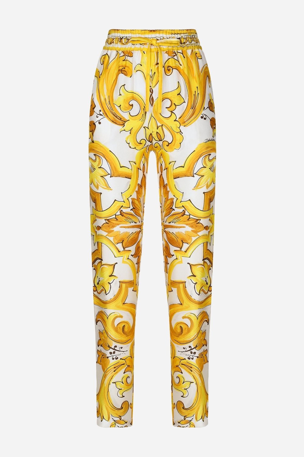 Silk Twill Pant Majolica Print Yellow - 1