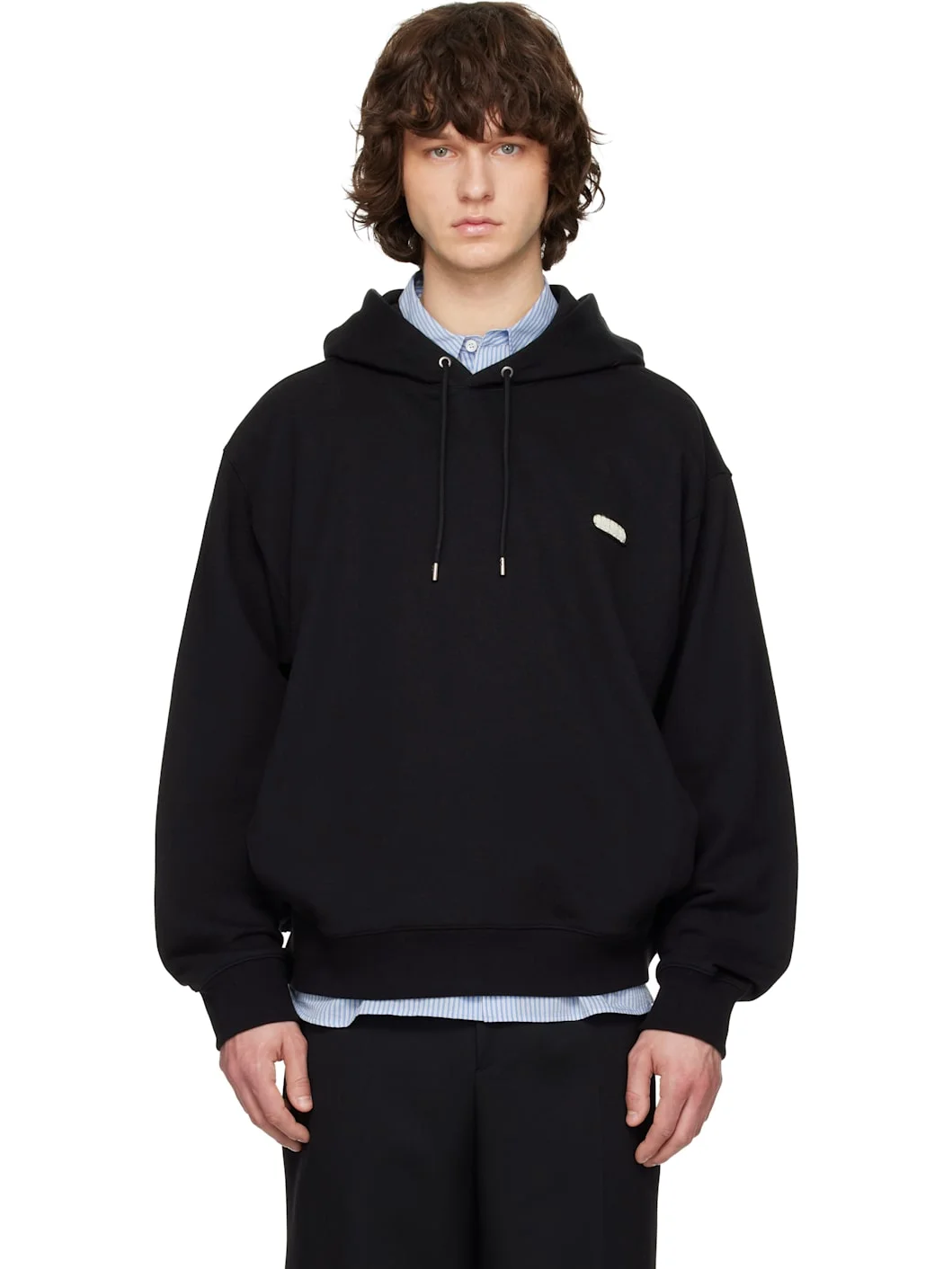 Black Solid Back Logo Hoodie - 1