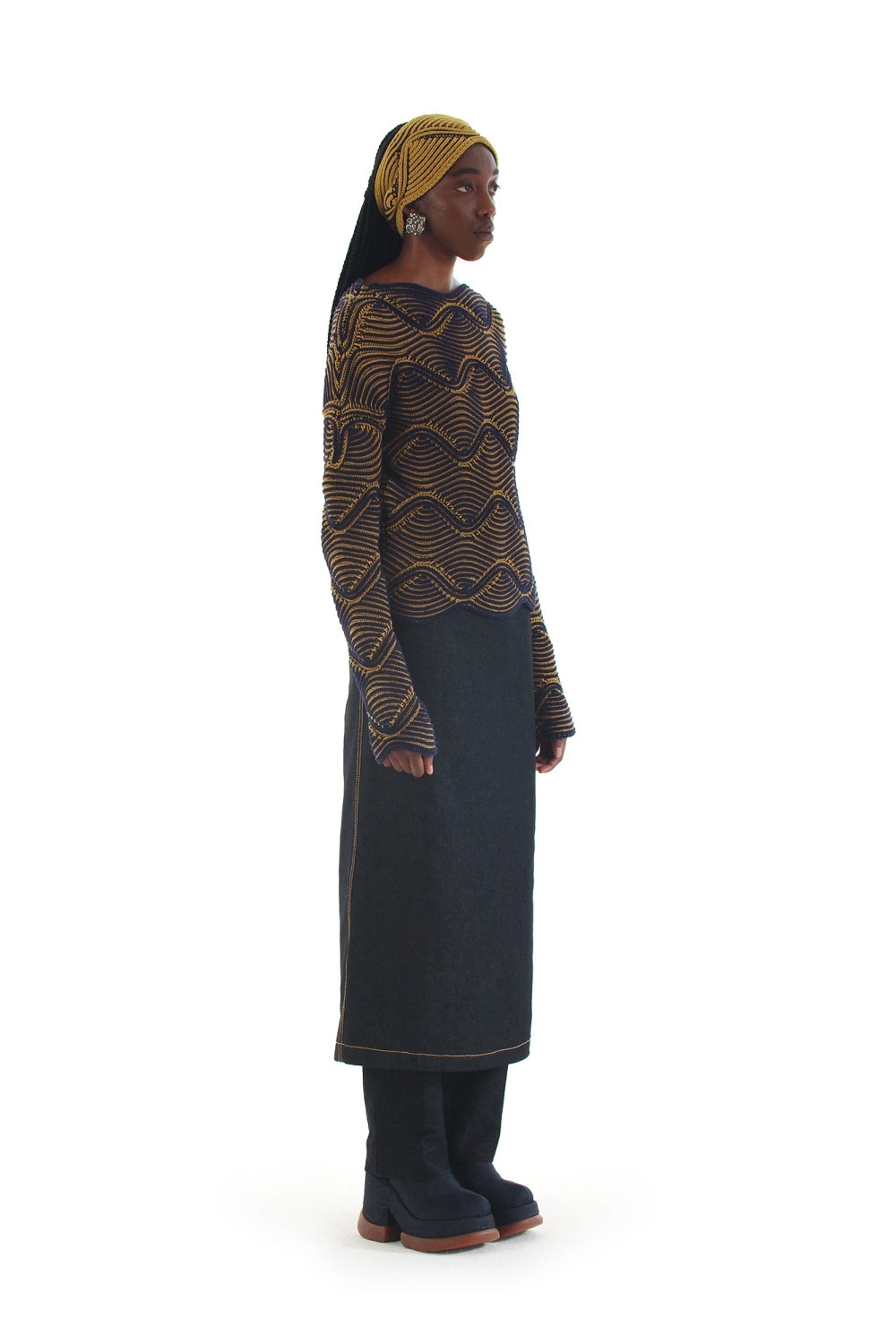 CINIGLIA LONGSLEEVE TOP / mustard & navy - 2