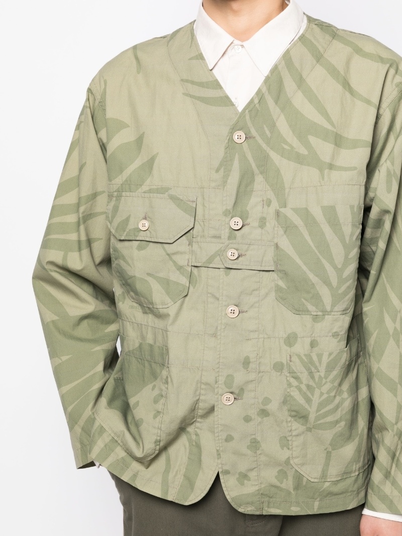 leaf-print shirt jacket - 5