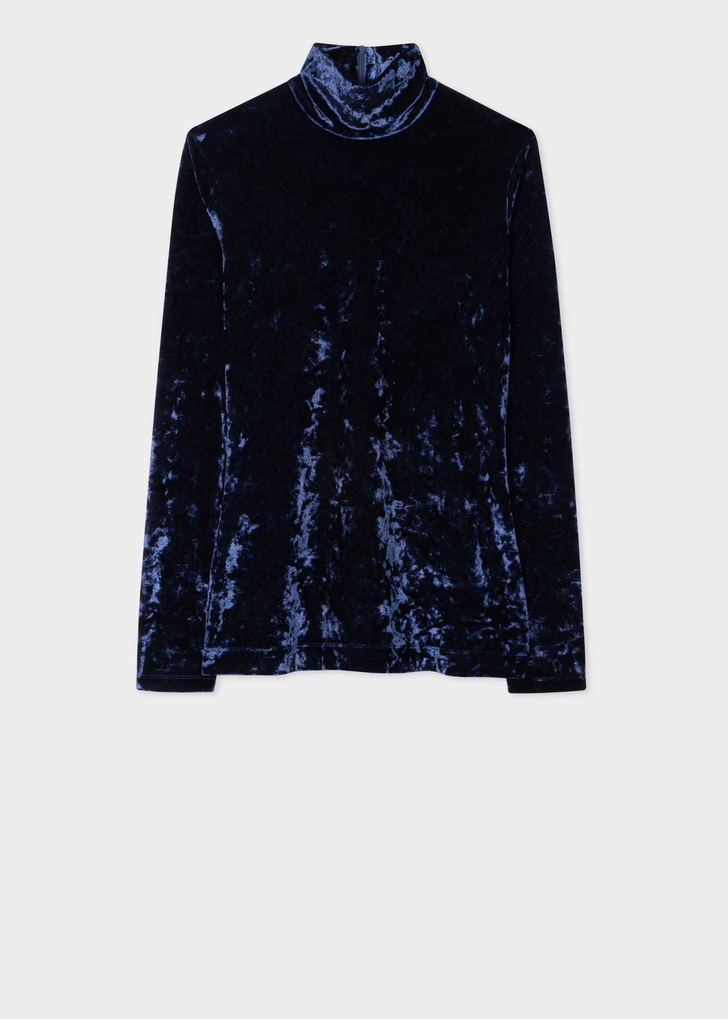 Bright Blue Velvet Funnel Neck Top - 1