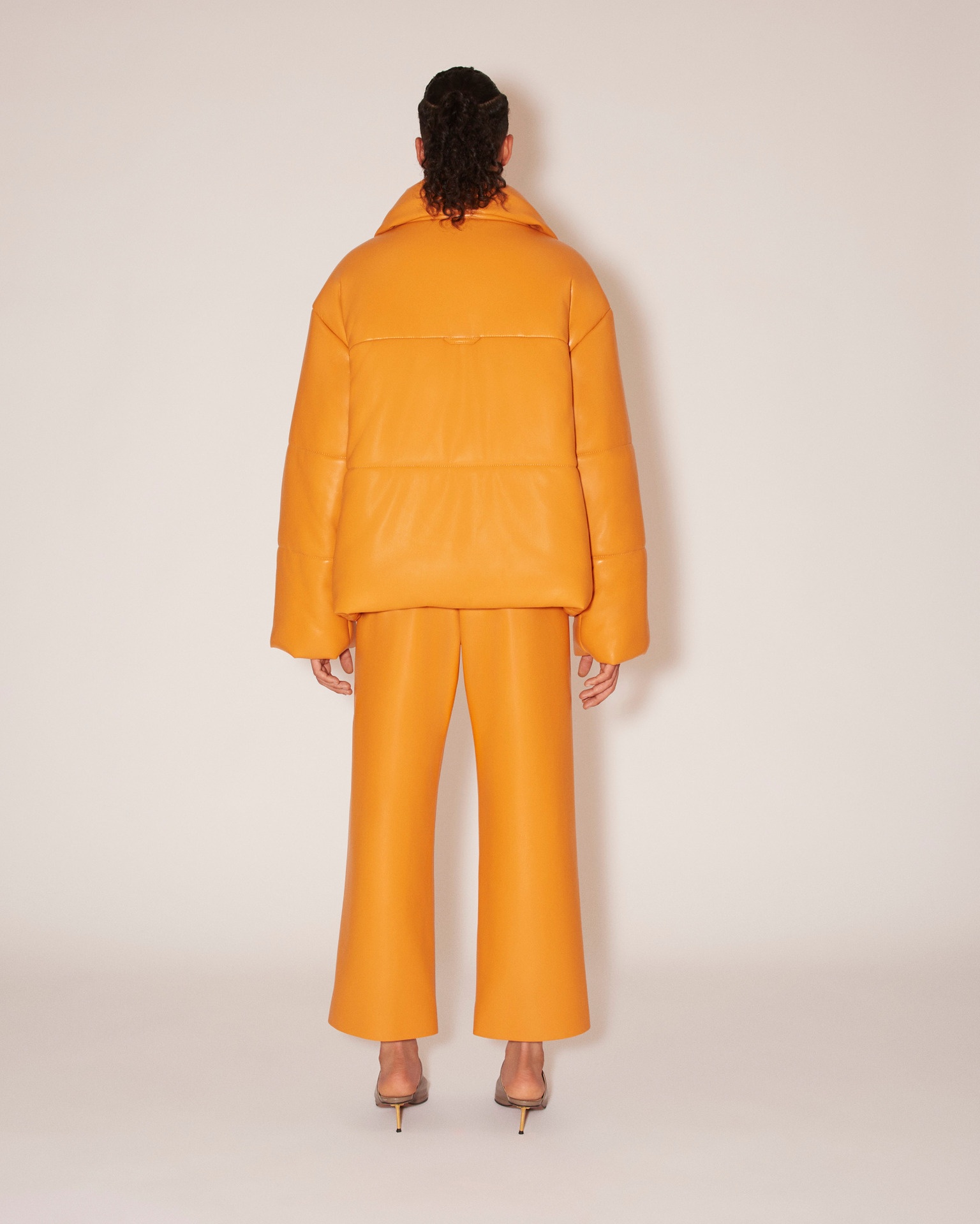 HIDE - Vegan leather puffer jacket - Orange - 4