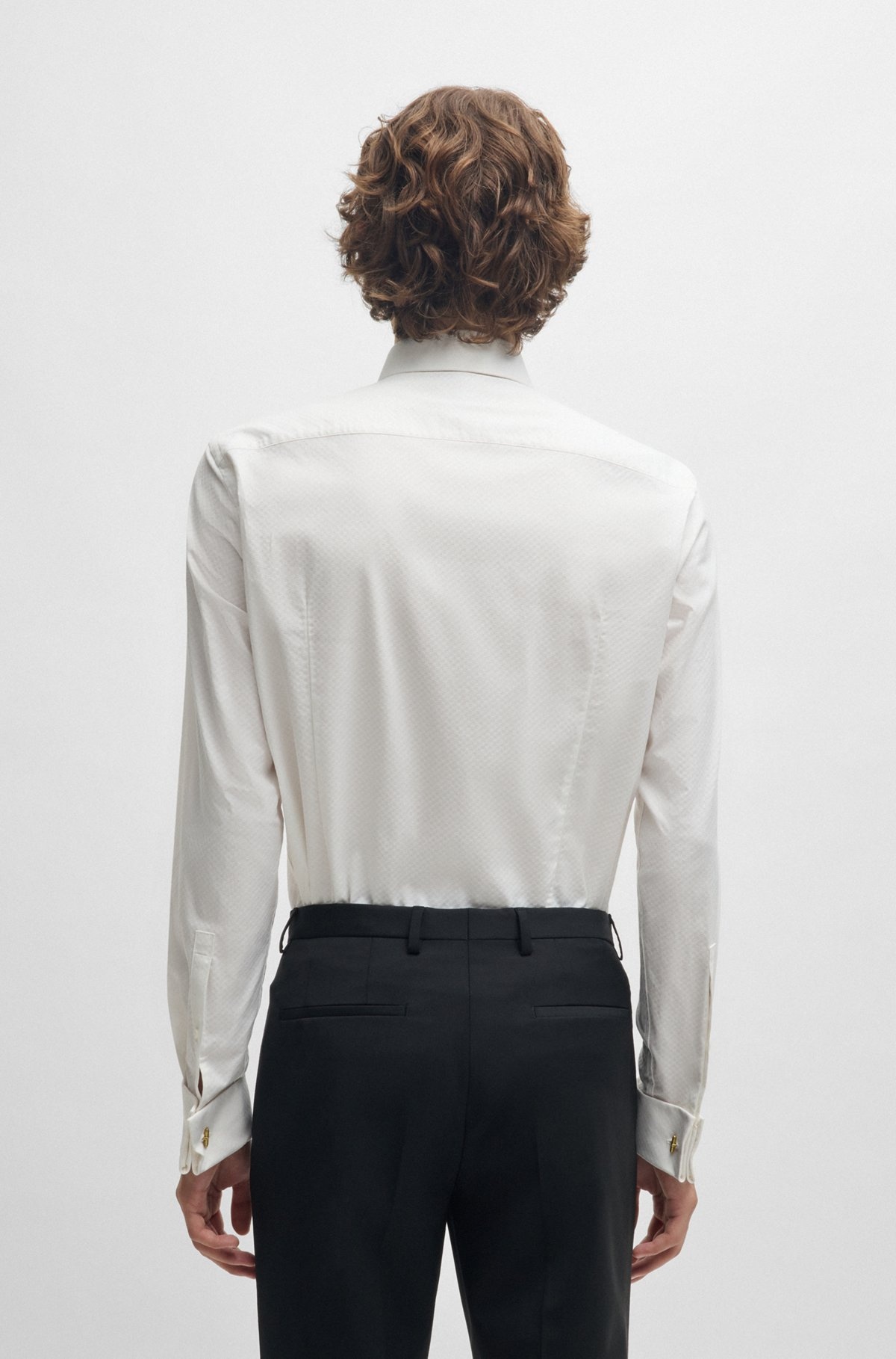 SLIM-FIT SHIRT IN STRUCTURED STRETCH COTTON - 5