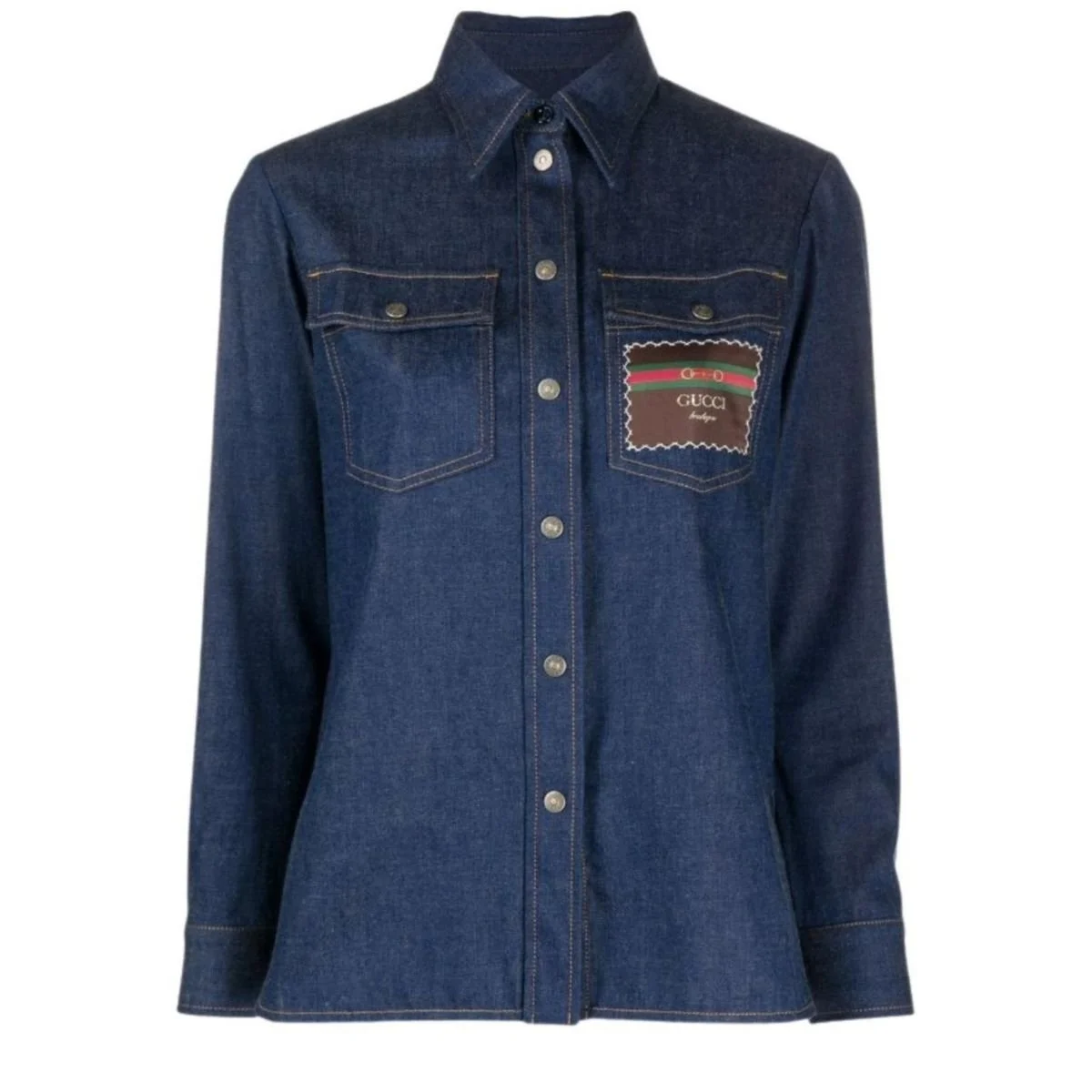 COTTON DENIM SHIRT JACKET W/ LABEL - 1