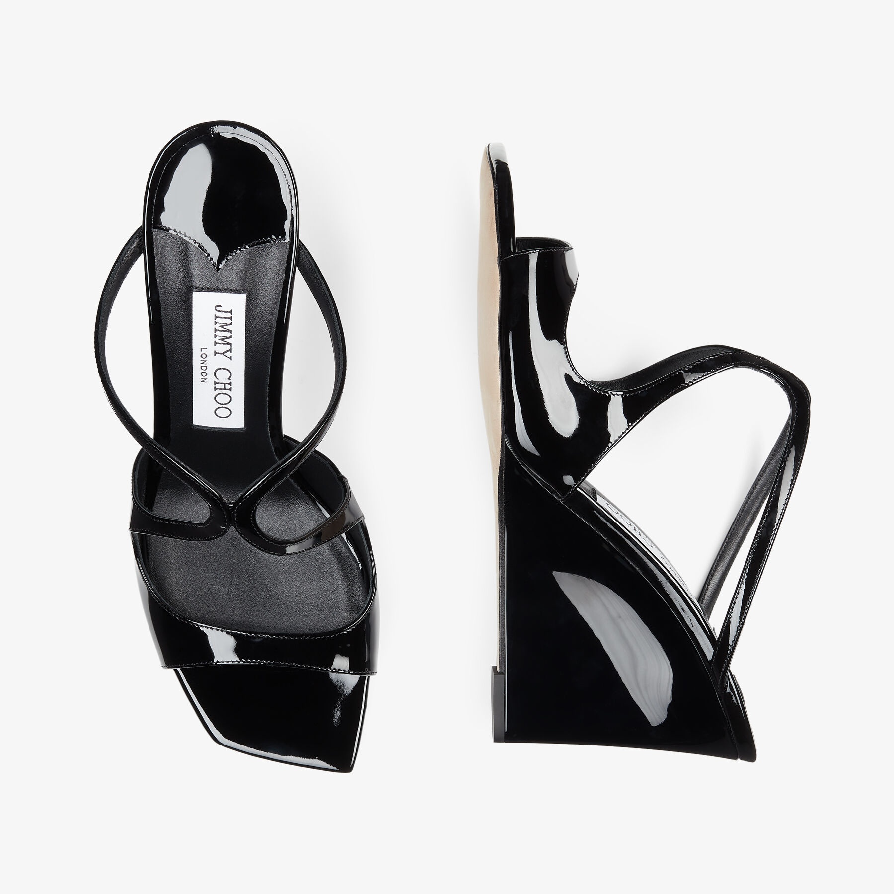 Anise Wedge 85
Black Patent Leather Wedge Mules - 4