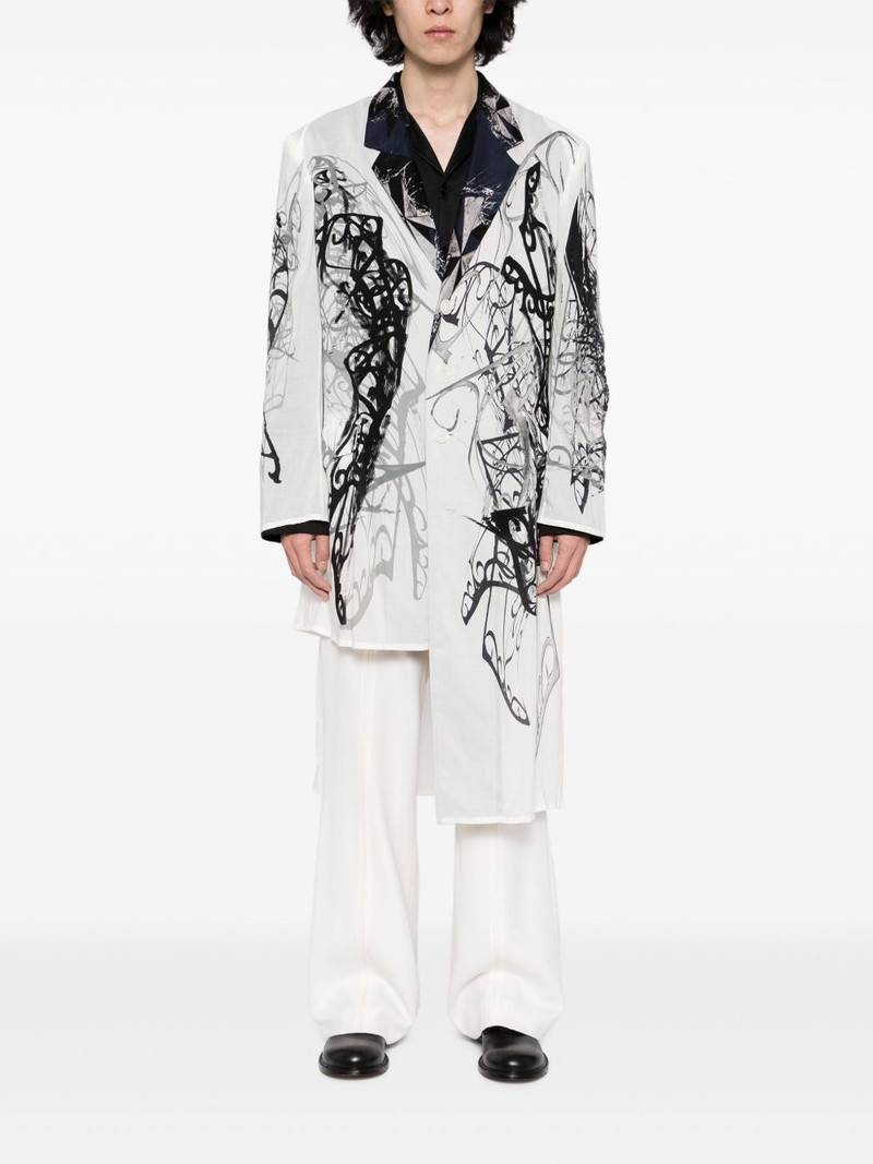 Yohji Yamamoto graphic-print coat outlook