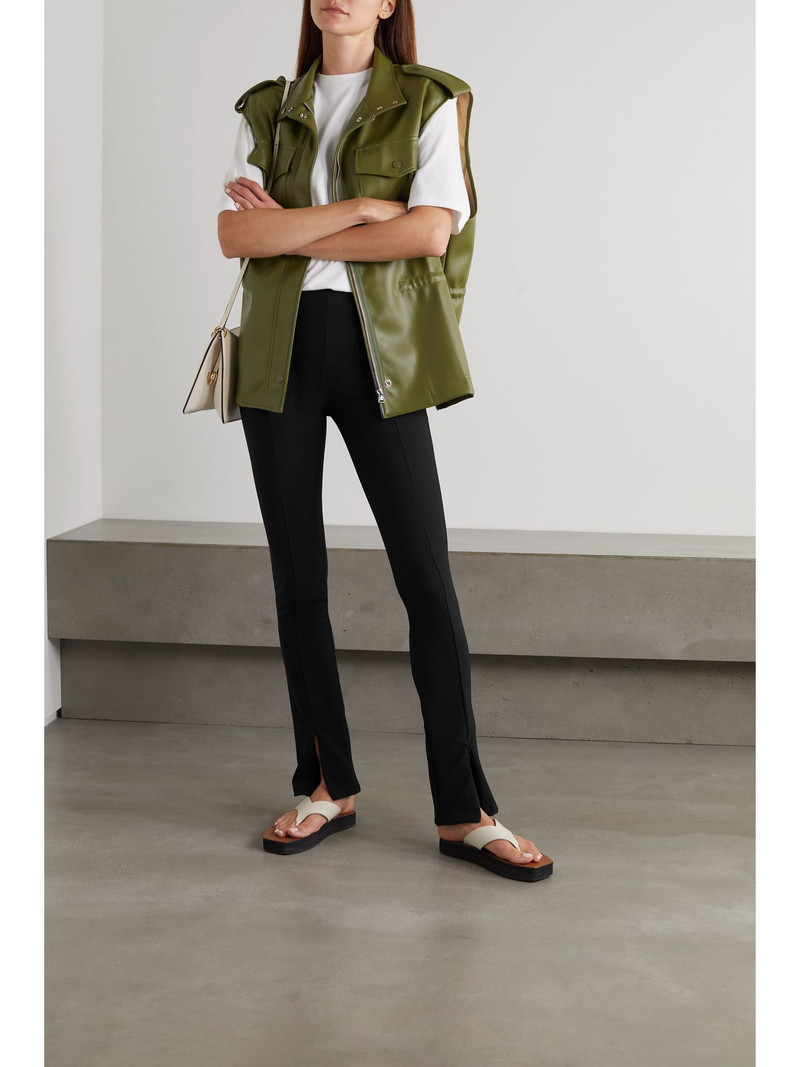 The Frankie Shop Reya ribbed stretch-jersey flared leggings Black outlook