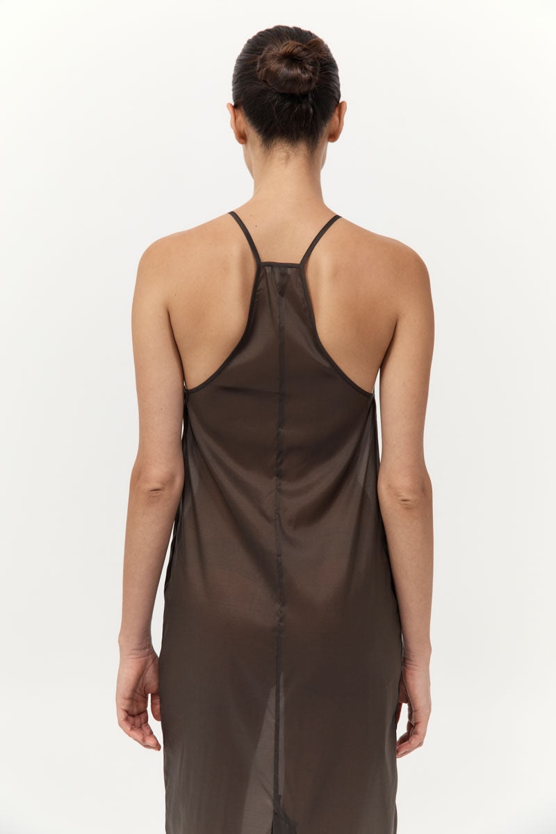 Transparent Column Dress - Black Olive - 6