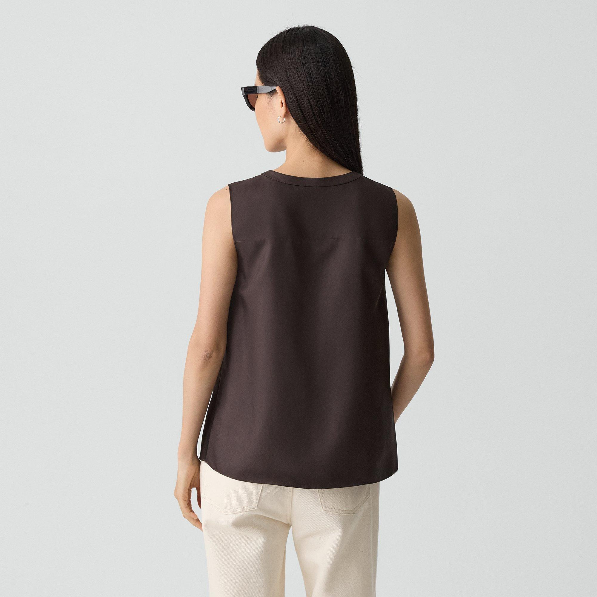 Sleeveless Button-Down Blouse in Mod Silk Twill - 4