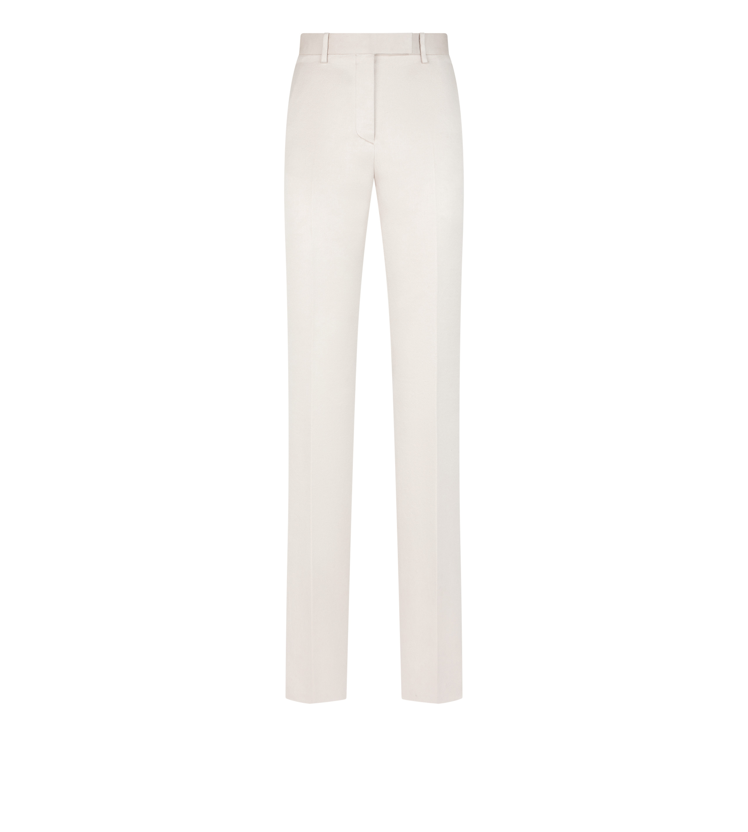 WASHED COTTON SILK BLEND DUCHESSE TAILORED STRAIGHT PANTS - 1