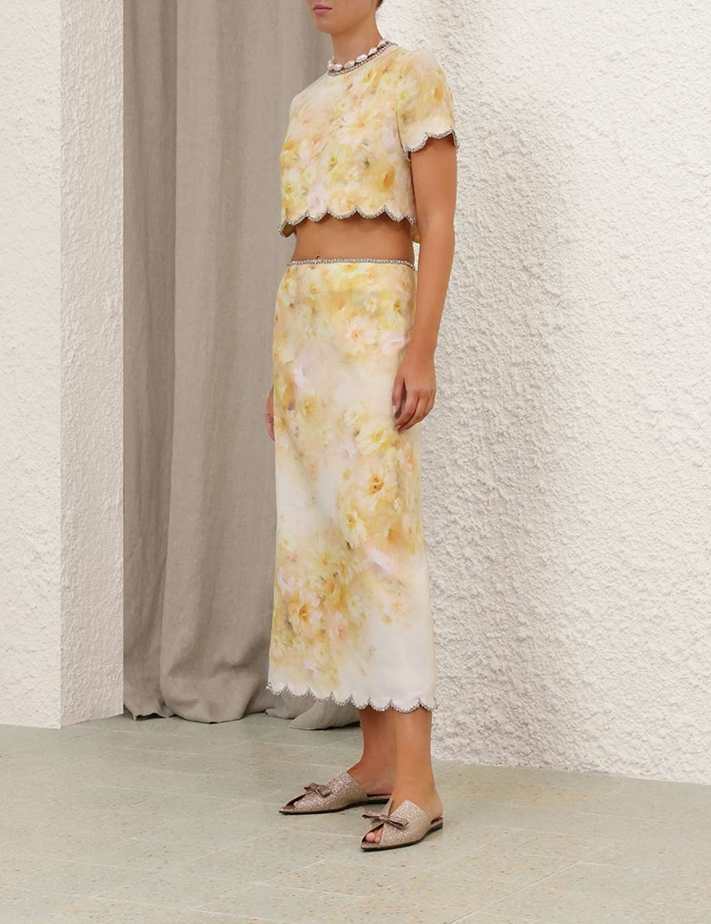 CRUSH SCALLOPED MIDI SKIRT - 3