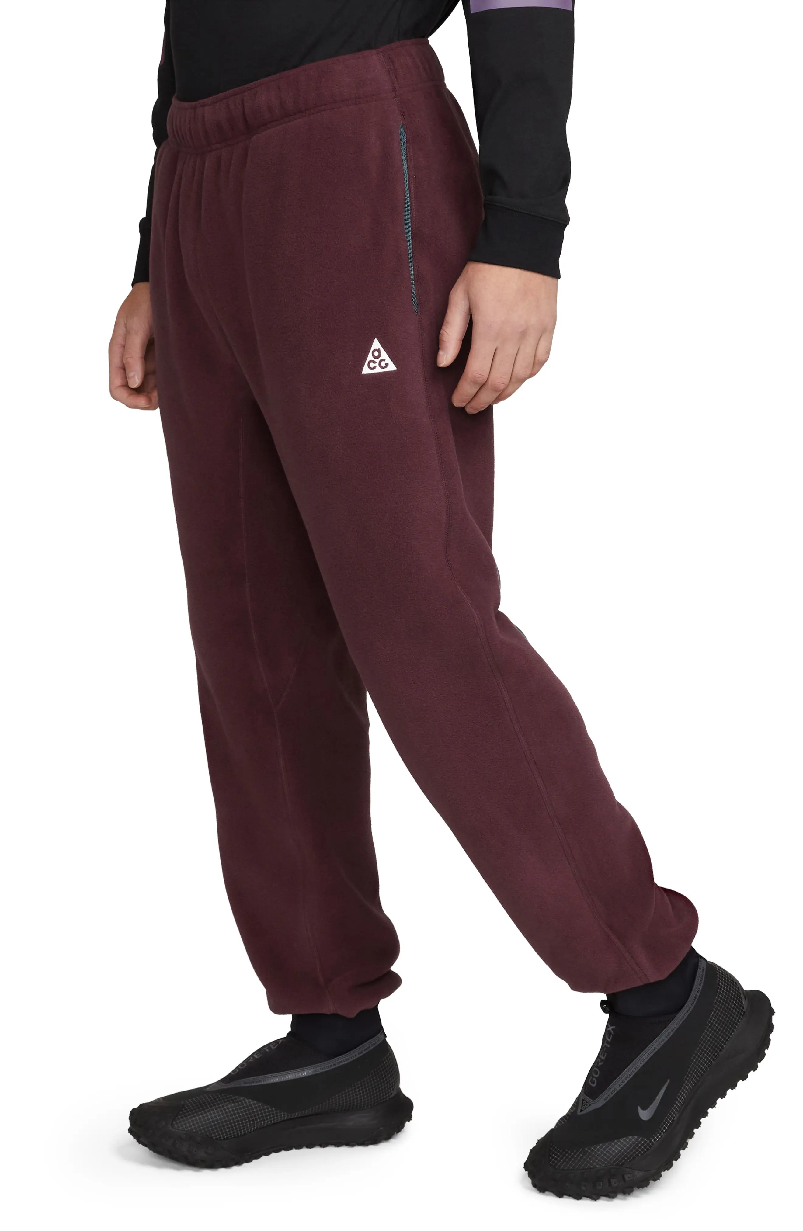 Polar Fleece Sweatpants in Night Maroon/Deep Jungle - 1