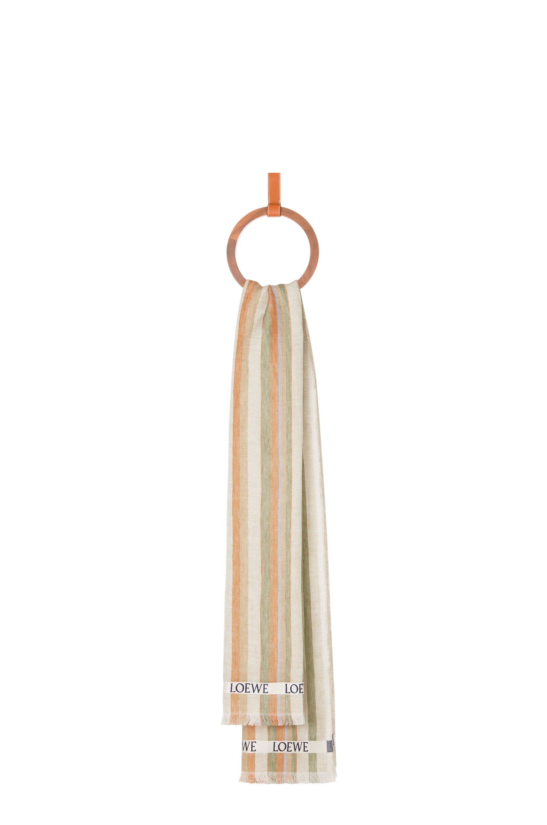 LOEWE scarf in striped linen and silk - 1