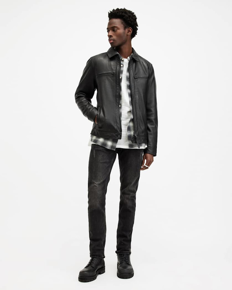 LUCK SLIM FRONT ZIP UP LEATHER JACKET 4