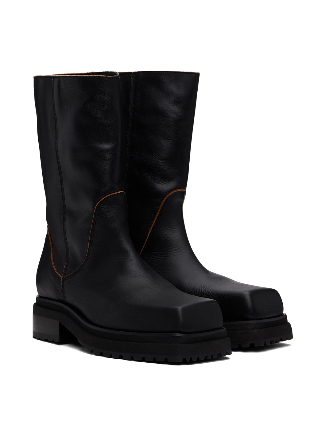 ECKHAUS LATTA Black Stacked Boots | REVERSIBLE